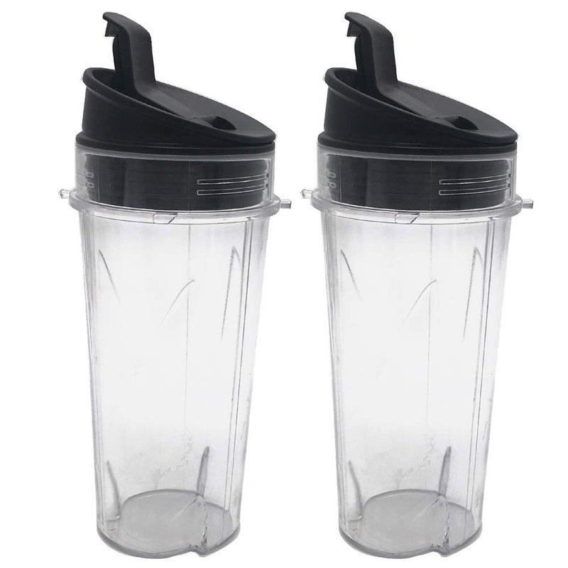 JOYSTAR عبوة مزدوجة سعة 16 أونصة (16 أونصة) مع غطاء Sip & Seal مناسب لسلسلة خلاط Nutri Ninja مع BL660/BL663/BL663CO/BL665Q/BL771/BL773CO/BL780/BL780CO/BL810/BL820/BL830/QB3000/QB3000SSW/QB3004/QB3005 - Image 1
